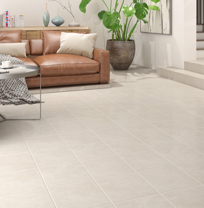 Floor Tile Matte Ceramic Large Square Living Room Leather Sofa
