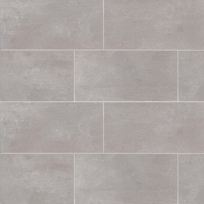 Floor Tile: Matte Grey Concrete Look, Industrial Offset Pattern