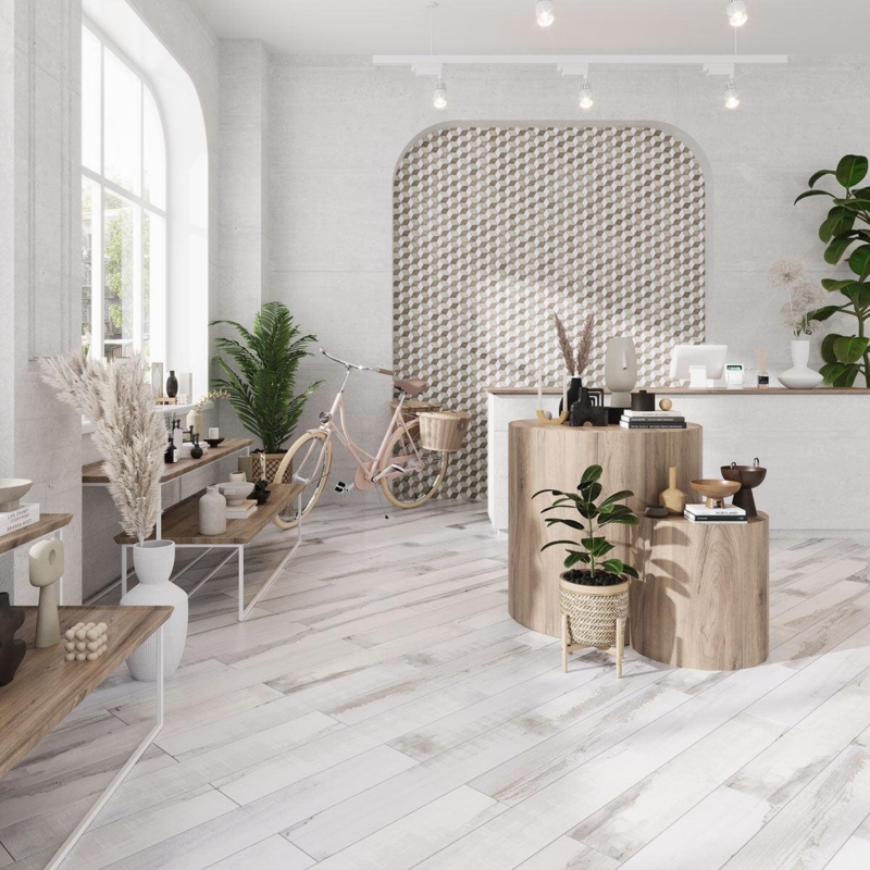 Floor Tile Matte Light Wood Look Planks Scandinavian Style