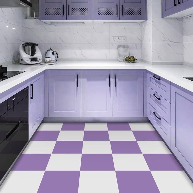 Floor Tile Matte Vinyl Checkerboard Kitchen Flooring White Dark