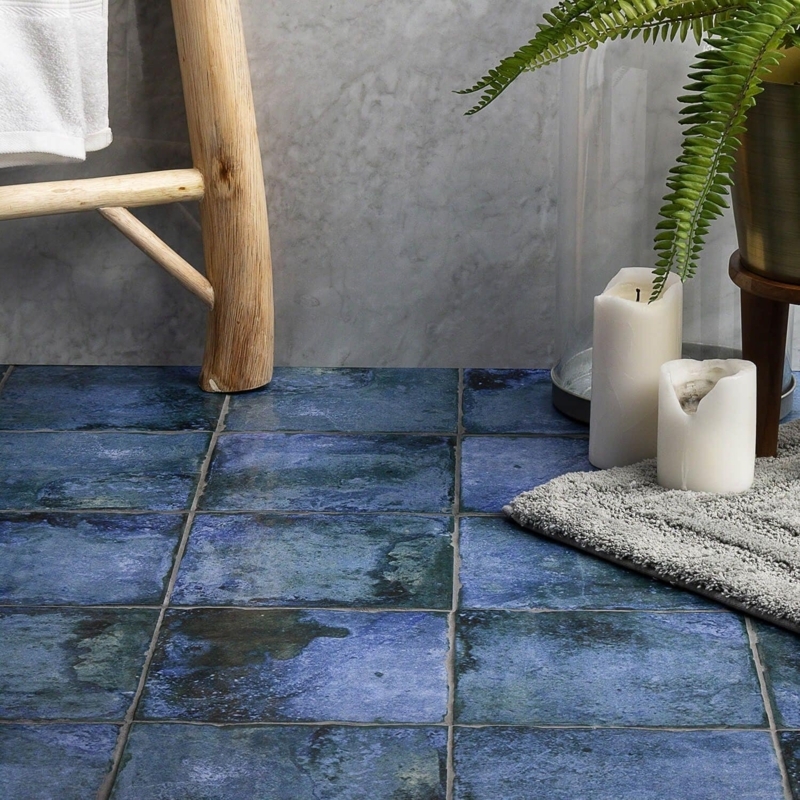 Floor Tile Mottled Finish Matte Ceramic Rustic Mediterranean Design