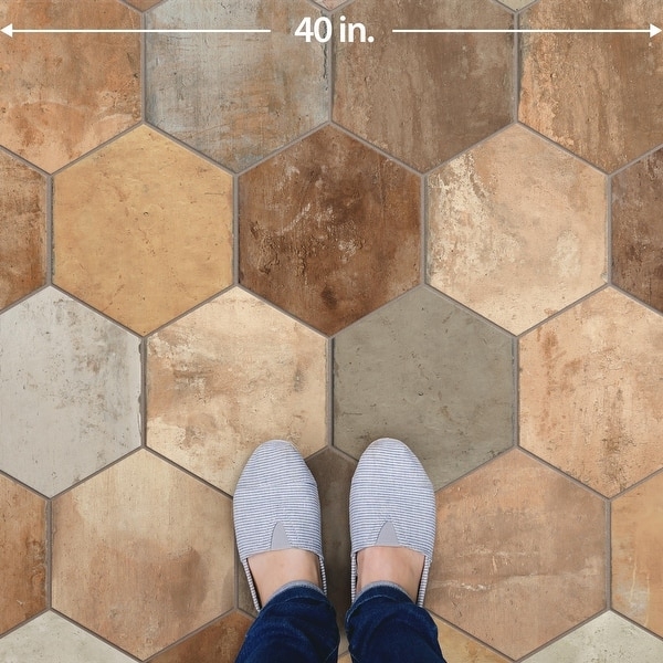 Floor Tile Mottled Texture Rustic Weathered Stone Look Hex