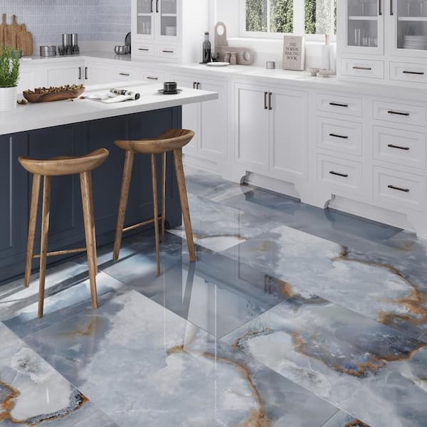 Floor Tile Onyx Pattern High Gloss Luxury Marble Look Flooring