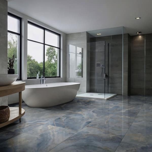 Floor Tile Polished Blue Onyx Look Large Format Porcelain
