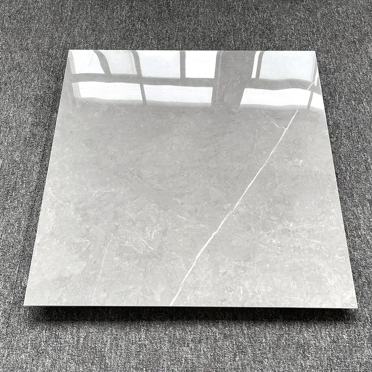 Floor Tile Polished Grey Marble Look Diagonal Vein Glossy