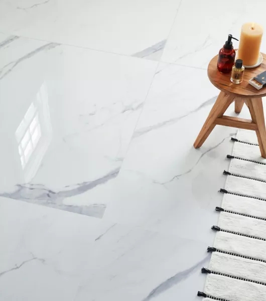 Floor Tile Polished Marble Look Large Square Format Spa Style