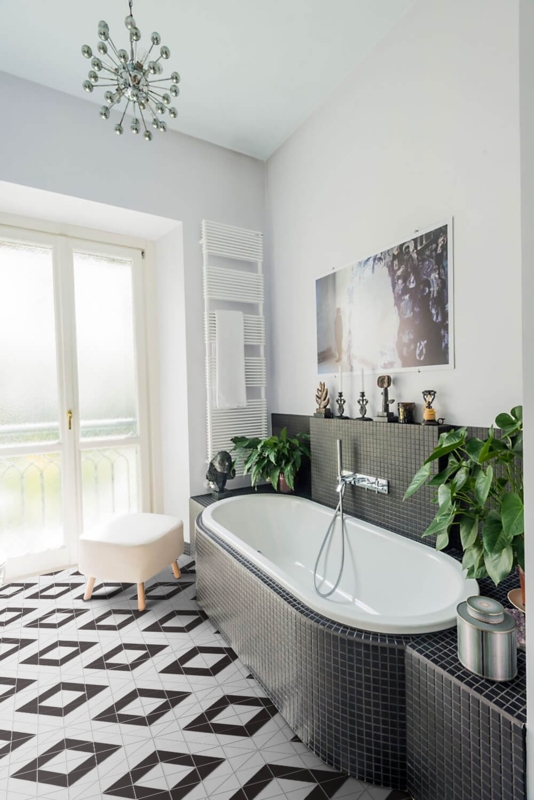 Floor Tile Railroad Pattern Black White Geometric Matte Porcelain