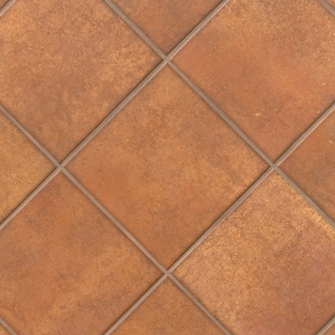 Floor Tile Rustic Terracotta Mottled Matte Diamond Layout