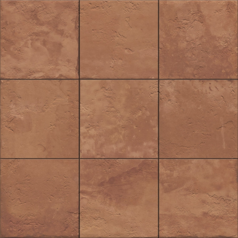 Floor Tile Rustic Terracotta Square Distressed Texture Worn Look