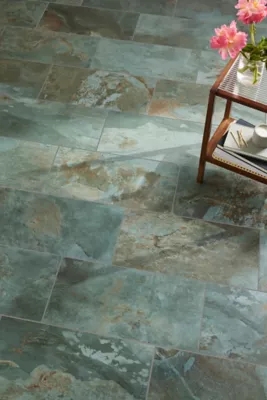Floor Tile Slate Look Multi Tonal Earthy Rust Matte Cleft Texture