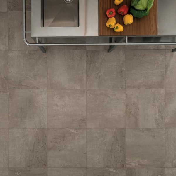 Floor Tile Square Format Matte Stone Like Industrial Kitchen