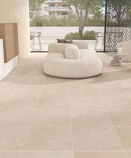 Floor Tile Square Format Matte Stone Look Neutral Palette Minimalist