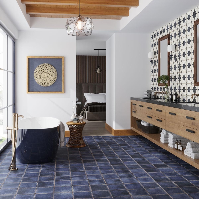 Floor Tile Square Matte Porcelain Rustic Bathroom Design