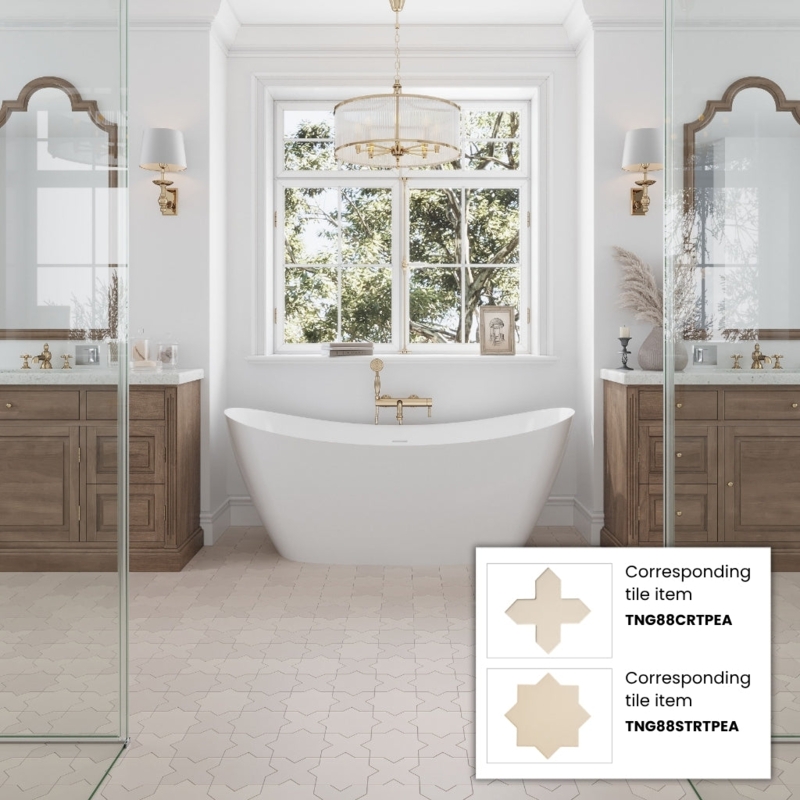 Floor Tile Star And Cross Pattern Ecru Taupe Matte Porcelain