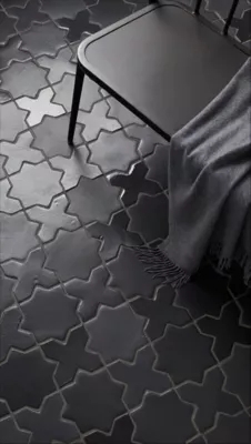 Floor Tile: Star and Cross Shape, Geometric Zellige Style Flooring, Interlocking, Matte