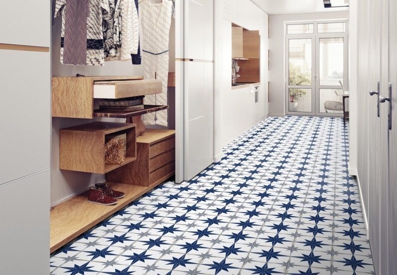 Floor Tile Starburst Pattern Matte Porcelain Geometric Floor Tile Ideas