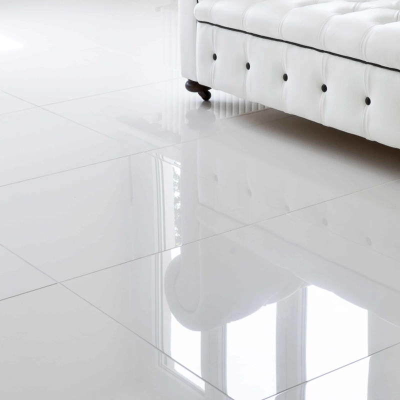 Floor Tile: Super White Polished Porcelain with Rectified Edges