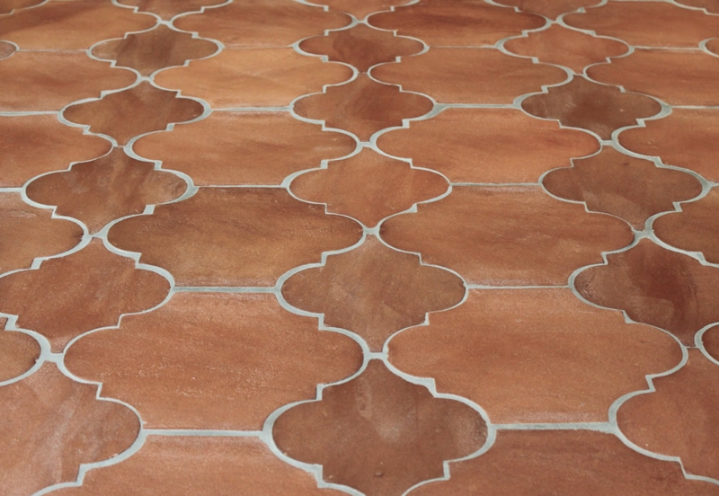 Floor Tile Terracotta Tones Rustic Arabesque Shape Matte