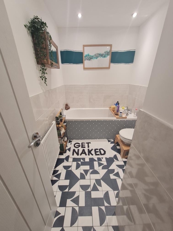 Floor Tiles Bold Geometric Monochrome Contrast Graphic Bath Panel