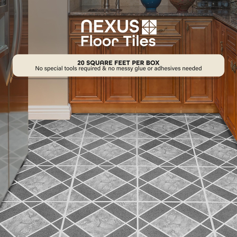 Floor Tiles Geometric Pattern Self Adhesive Marble Look Transitional