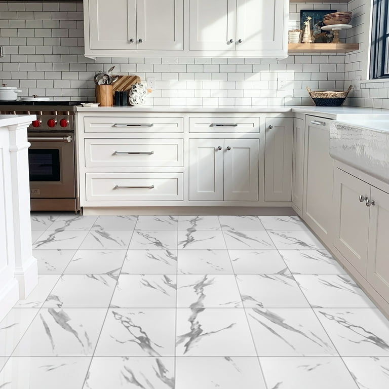 Floor Tiles Grey Veining Marble Pattern Satin Finish Transitional
