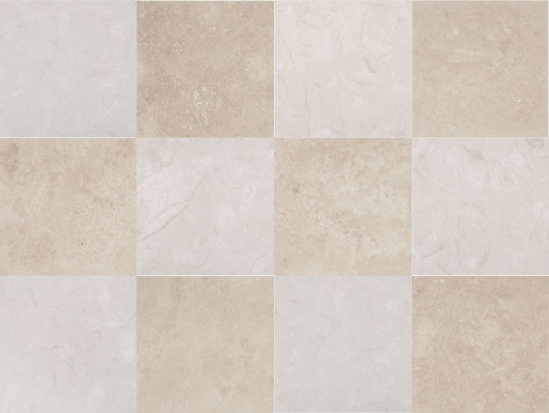 Floor Tiles Honed Checkerboard Pattern Cream Beige Natural Veining