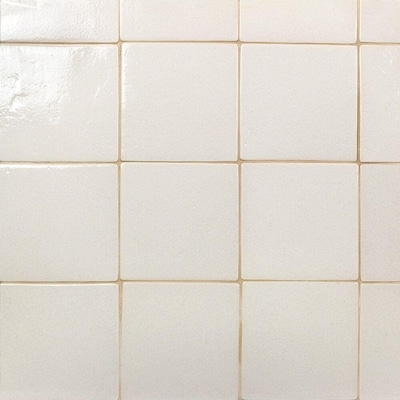 Floor Wall Tile Glossy Off-White Square Uniform Grid Minimalist