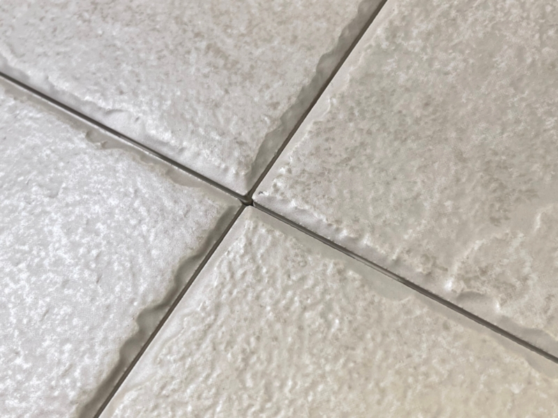 Floor Wall Tile Ivory Porcelain Matte Pitted Surface Chiseled Edge