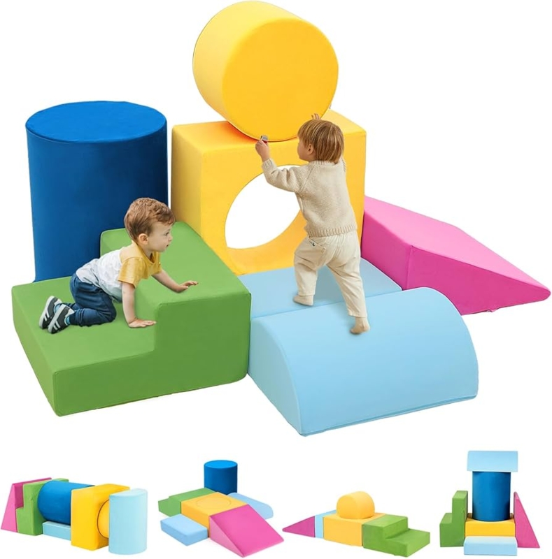 Foam Climbing Blocks Toddler Indoor Foam Play Set Modular Wedge Ramp