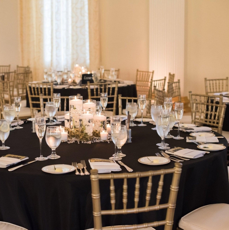 Formal Round Tablecloth Black Matte Floor Length Event Banquet