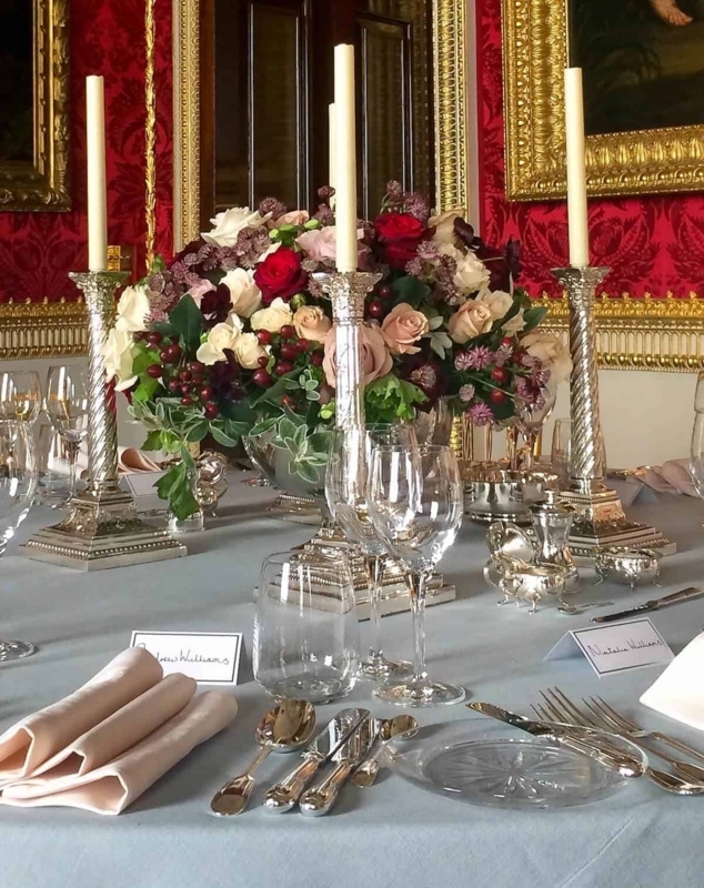 Formal Table Setting Silver Candlesticks Blush Linens Elegant
