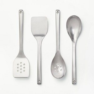 Four-Piece Kitchen Utensil Set, Brushed Stainless Steel