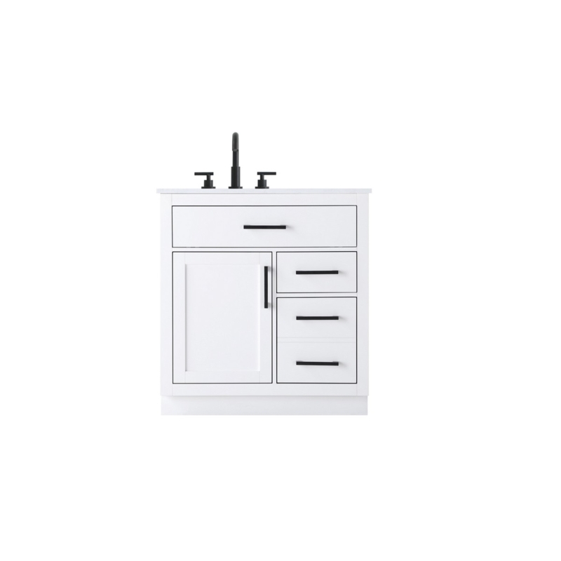 Freestanding Shaker Vanity with Asymmetrical Drawers