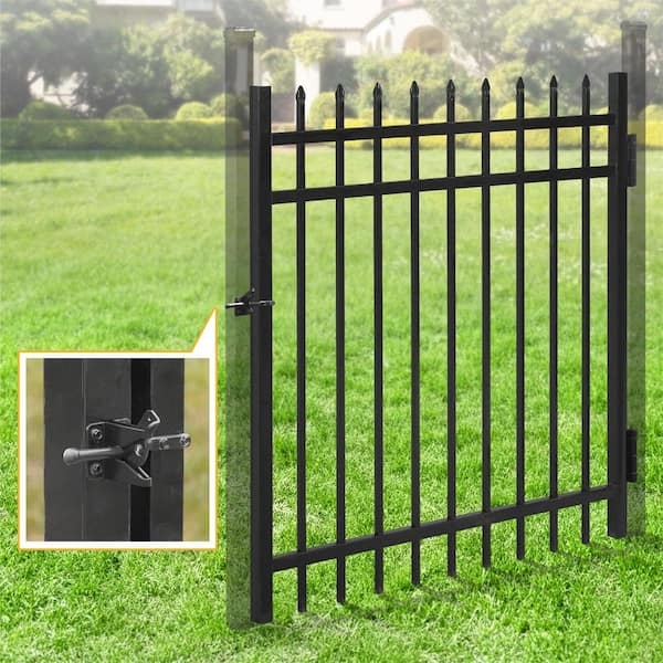 Garden Gate with Pointed Finials Traditional Metal Picket Design