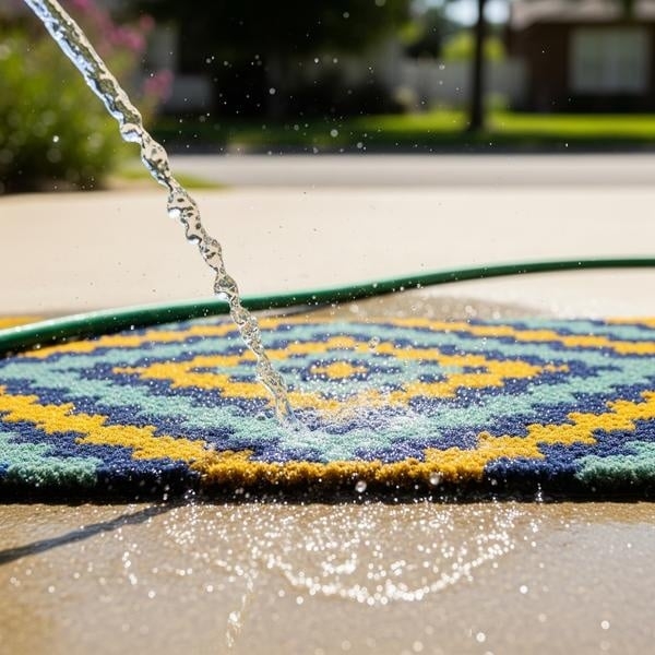 Geometric Outdoor Doormat with Colorful Diamond Pattern