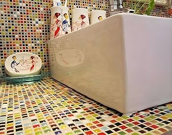 Glossy Mosaic Tile Gridded Pattern Retro Illustrated Accents Eclectic