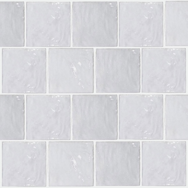 Glossy Pale Blue Wall Tile Zellige Style Undulating Glaze