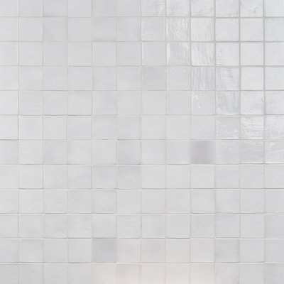 Glossy Square Tile Irregular Edges Artisanal Look Backsplash
