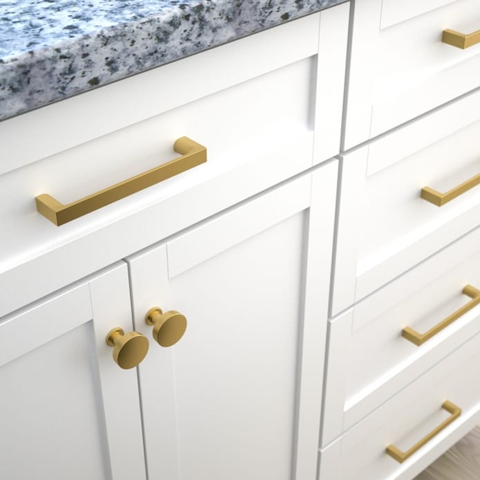 Gold Cabinet Hardware Mixed Pulls Knobs White Shaker Mottled