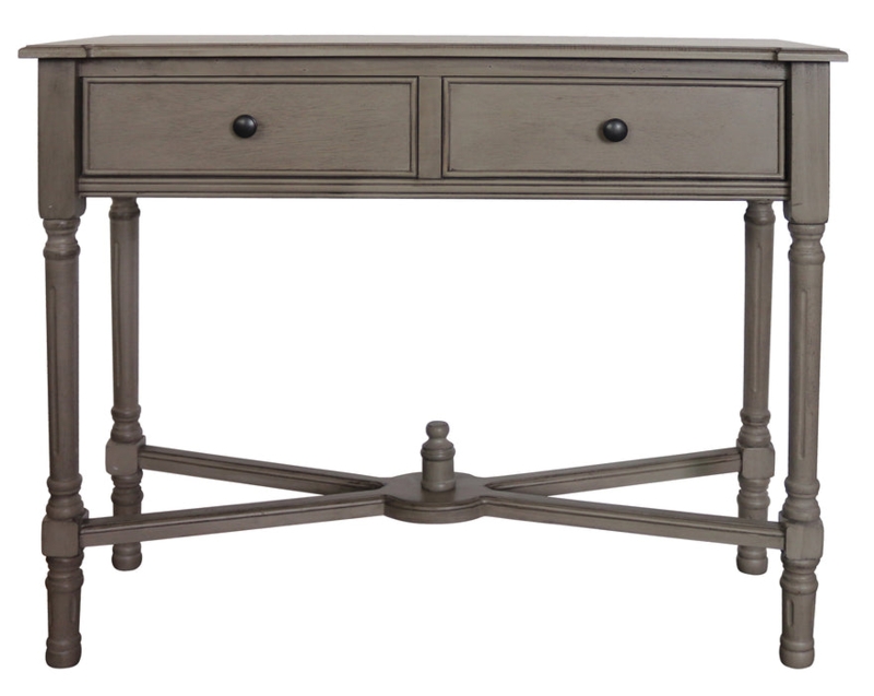 Gun Metal Grey Console Table with Central Finial and Drawers
