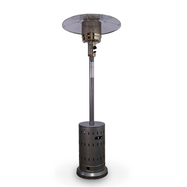 Hammered Finish Patio Heater, Industrial Tall Pole High-Performance Warmth.