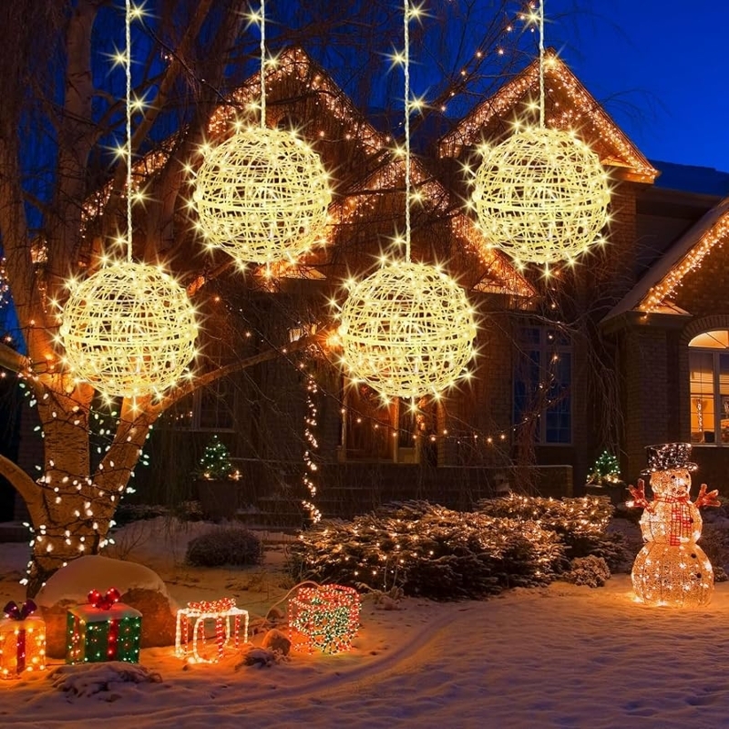 Hanging Light Spheres Woven Mesh Texture Garden Glow Magical (72)