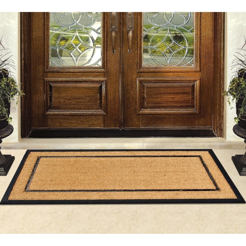 Heavy Duty Doormat, Extra Wide Coir with Thick Black Rubber Border