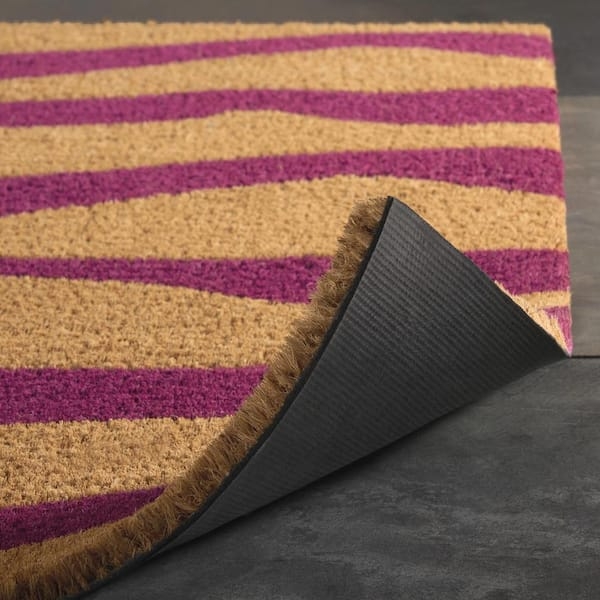 Heavyweight Coir Doormat Wavy Stripes Non Slip Backing Outdoor