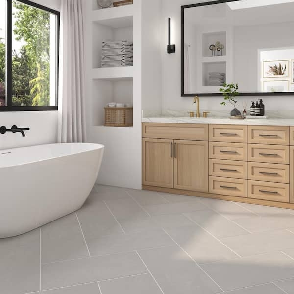 Herringbone Floor Tile Matte Porcelain Light Grey Spa Aesthetic