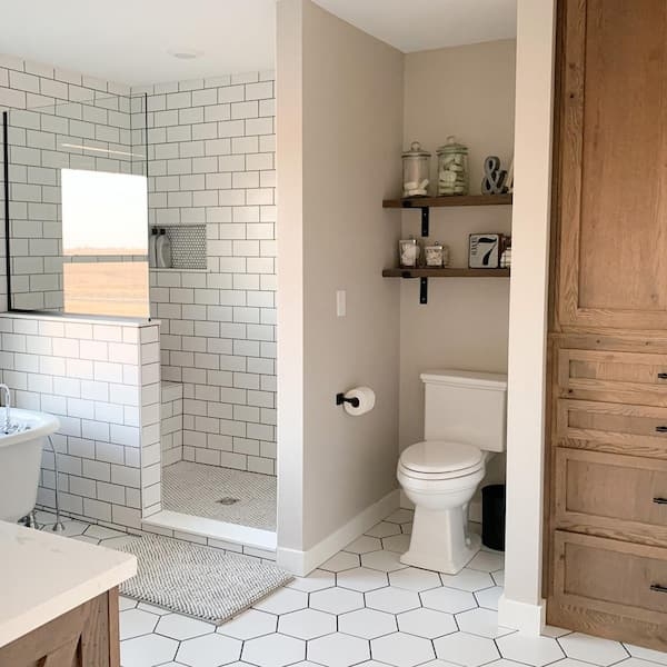Hexagonal Floor Tile Large Ceramic Modern Farmhouse Bathroom