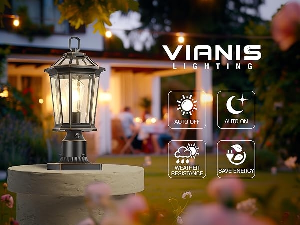 Hexagonal Outdoor Post Light Pier Mount Loop Finial Traditional