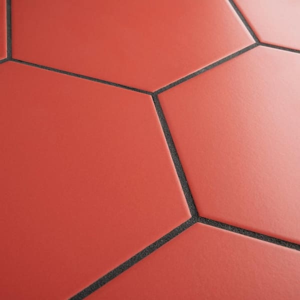 Hexagonal Tile Matte Red Honeycomb Porcelain Floor Design