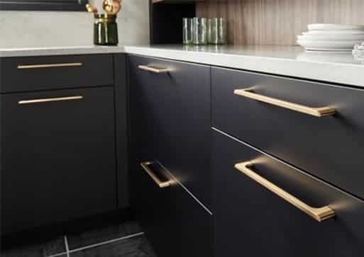 Horizontal Cabinet Pulls Brushed Gold Matte Black Corner Layout