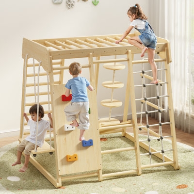 Indoor Climbing Gym Integrated Swing Monkey Bars Climbing Wall Holds